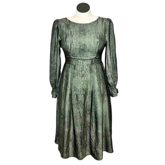 Dolce Viva Collection Dresses & Skirts - Dolce Viva Collection Sage Green Abstract Print Long Sleeve Midi Dress Size L